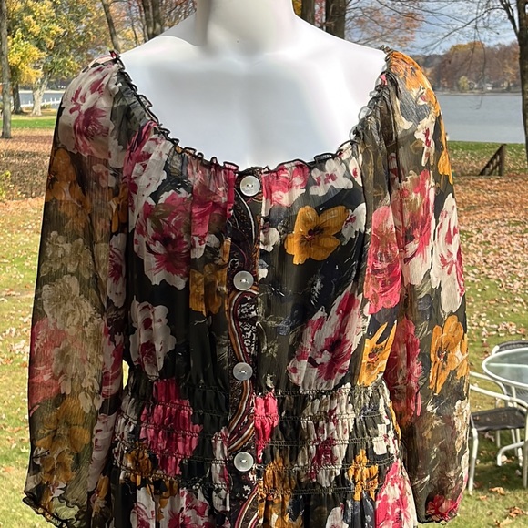 Boho flowing peasant dress XXL - Picture 3 of 11